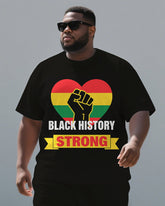Big Men's Heart Style BLACK HISTORY Juneteenth Theme Short Sleeve T-Shirt & Shorts Suit
